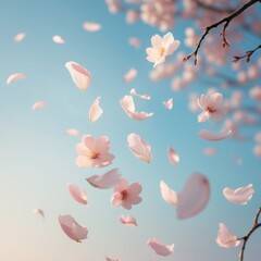 Delicate Cherry Blossom Petals Dancing in the Spring Breeze