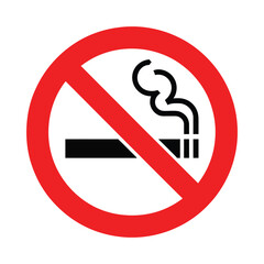 no smoking sign with red circle and diagonal line over cigarette icon representing tobacco ban and public health awareness
