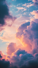 Fototapeta premium Breathtaking sky displaying layers of pink purple and blue clouds during sunset