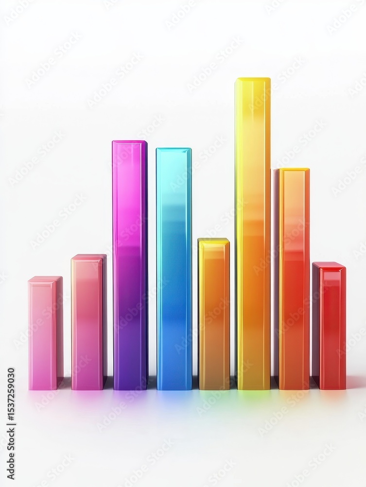 Poster modern data visualization with colorful bar graphs on a minimalist background. isolated on white bac