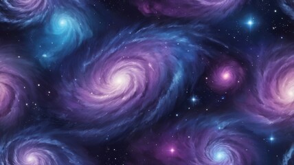 Fototapeta premium Illustration of spiral galaxies swirl in a vibrant cosmic dance across the night sky