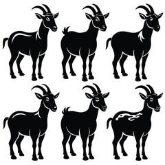 Naklejka premium goat-icon-set-of-6-silhouette--icon-vector-white-b (1).eps