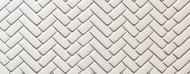 Glossy white herringbone tile pattern with soft shadows, ideal for modern bathroom, kitchen wall, or 3D texture background in architecture and design.