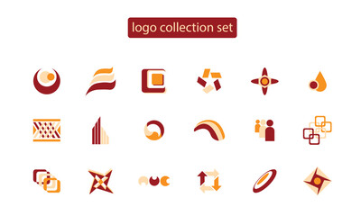 Abstract Logo Collection Set Red Orange Beige Shapes