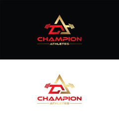 The CA Emblem Champion Athletes Logo Design has a barbell symbol for bold fitness and sports branding.