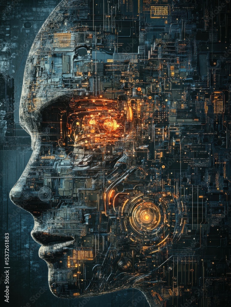 Poster the power of ai, an artistic representation of artificial intelligence and its potential, abstract w