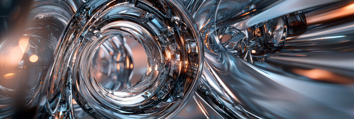 Cybernetic abstract background with metallic textures in shades of grey, symbolizing technology and futurism.