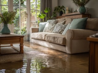 flooded living room