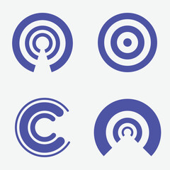 Geometric letter c logo, Target icons, Fast, Secure, and Reliable Wireless Connectivity vector icons illustration