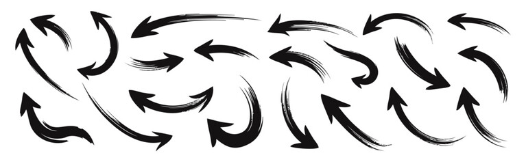 Arrow set. Collection of hand drawn grunge arrows.