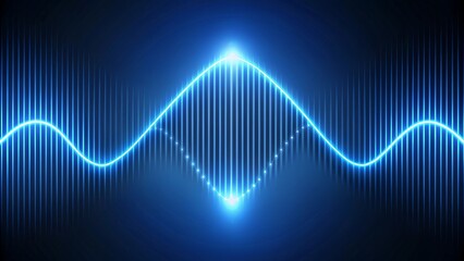 Fototapeta premium Smooth glowing sine wave on dark background representing sound frequency, digital flow and abstract waveform system.