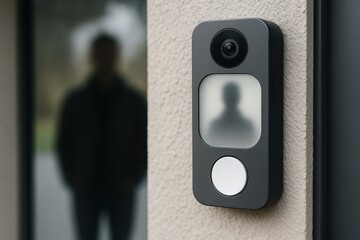 Modern smart doorbell with camera and button, increasing home security