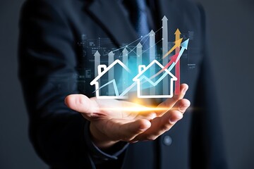 Real Estate Market Growth Projected by Business Hand