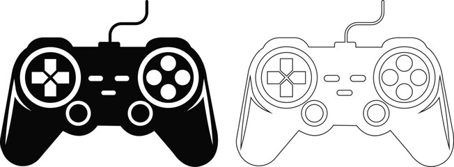 Game controller icon black and outline version
