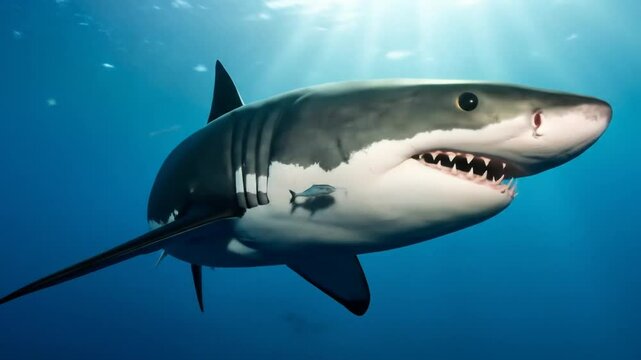 Tiburon bajo el mar.