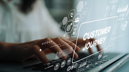 Professional Digital Interface Mapping Customer Journey with Graphs, Charts, and Data Analytics on...