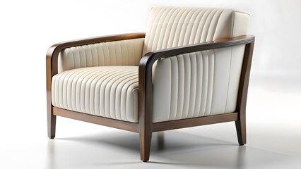 Contemporary Designer Armchair with Wooden Frame and Dual-Tone Upholstery, Modern Armchair with Textured Upholstery and Wooden Frame
