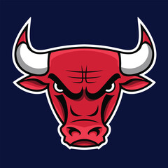 Aggressive Red Bull Mascot Vector Illustration on Dark Background