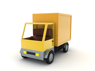 3D Rendering of a delivery courier truck