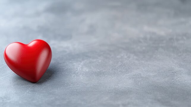 Fototapeta Red heart symbol on textured gray background a concept for love and affection