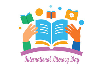 Global Literacy Art – Hands Holding Book with Cultures & Languages for International Literacy Day