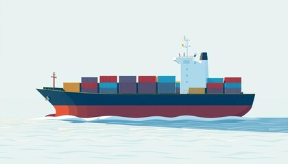 Vector illustration of a cargo ship icon, suitable for shipping and logistics design,  business,  vessel