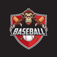 baseball club logo monkey vector illustration design