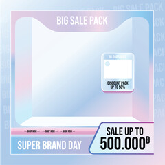 3D pastel gradient sale banner template with text placeholders for promotion campaigns.