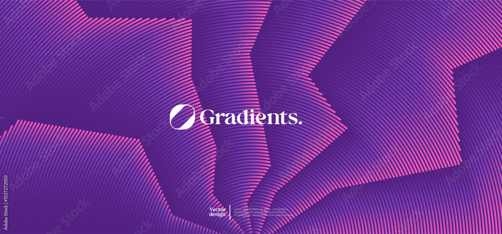 Poster wavy linear pattern with gradient colors. vector futuristic background.