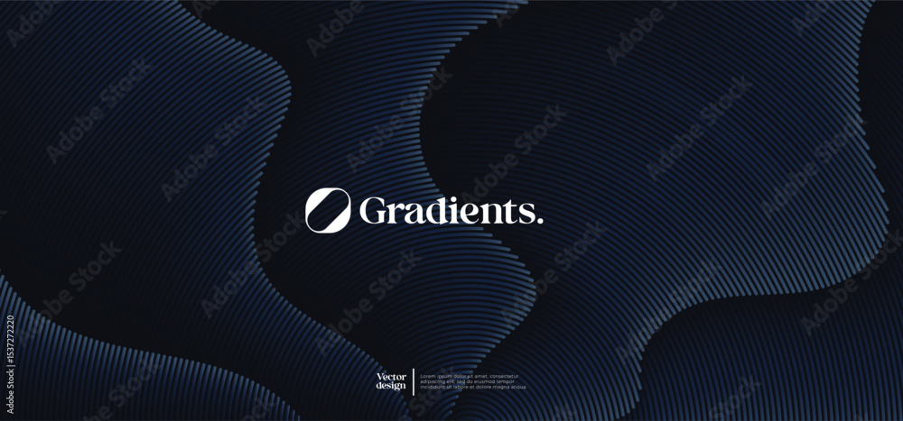 Poster wavy linear pattern with gradient colors. vector futuristic background.