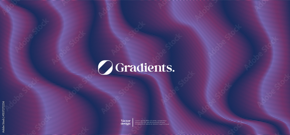 Poster wavy linear pattern with gradient colors. vector futuristic background.