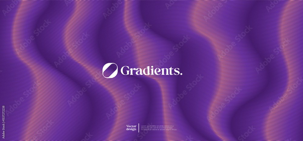 Poster wavy linear pattern with gradient colors. vector futuristic background.