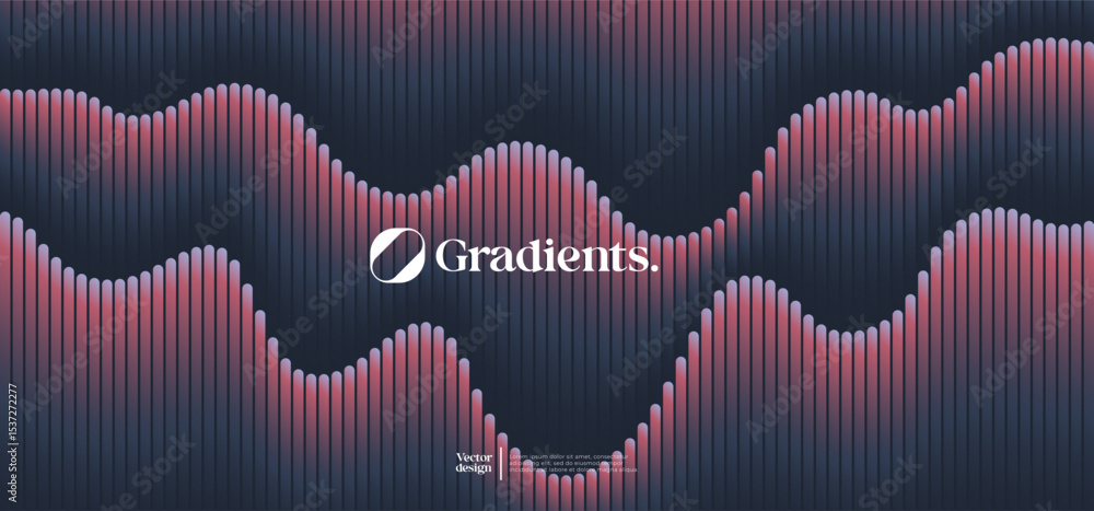Poster wavy linear pattern with gradient colors. vector futuristic background.