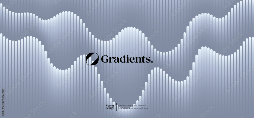 Poster wavy linear pattern with gradient colors. vector futuristic background.
