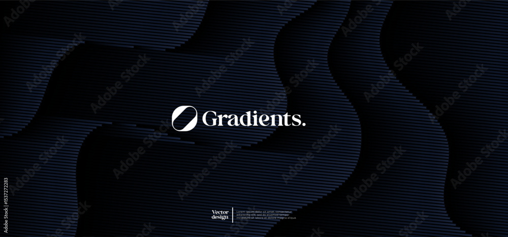 Poster wavy linear pattern with gradient colors. vector futuristic background.