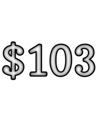dollar sign on white background $103