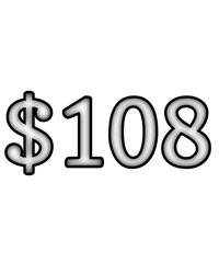 dollar sign on white background $108