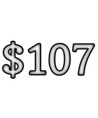 dollar sign on white background $107