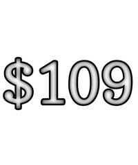 dollar sign on white background $109