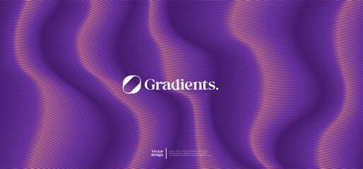 Wavy linear pattern with gradient colors. Vector futuristic background.