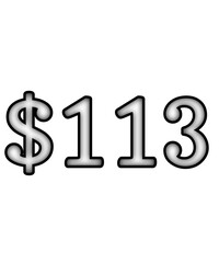 dollar sign on white background $113