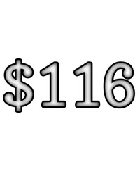 dollar sign on white background $116