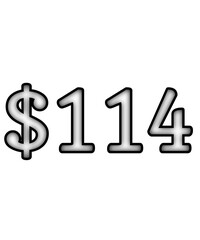 dollar sign on white background $114