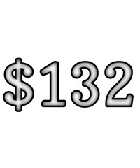 dollar sign on white background $132