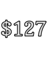 dollar sign on white background $127