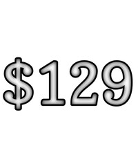 dollar sign on white background $129