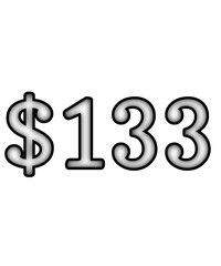 dollar sign on white background $133