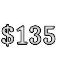 dollar sign on white background $135
