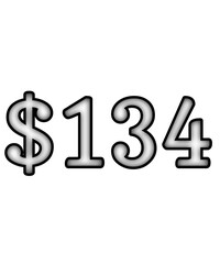 dollar sign on white background $134