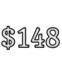 dollar sign on white background $148